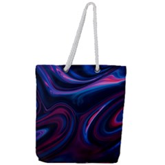 Purple Blue Swirl Abstract Full Print Rope Handle Tote (large)