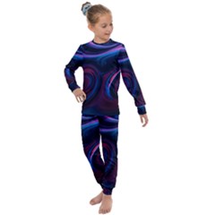 Purple Blue Swirl Abstract Kids  Long Sleeve Set 