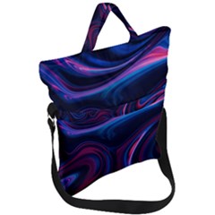 Purple Blue Swirl Abstract Fold Over Handle Tote Bag