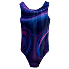 Purple Blue Swirl Abstract Kids  Cut-out Back One Piece Swimsuit