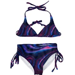 Purple Blue Swirl Abstract Kids  Classic Bikini Set