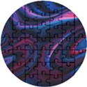 Purple Blue Swirl Abstract Wooden Puzzle Round View1