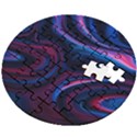 Purple Blue Swirl Abstract Wooden Puzzle Round View2