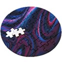 Purple Blue Swirl Abstract Wooden Puzzle Round View3