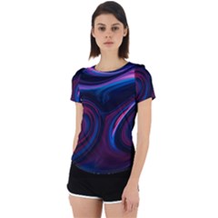 Purple Blue Swirl Abstract Back Cut Out Sport Tee by Jancukart