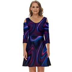 Purple Blue Swirl Abstract Shoulder Cut Out Zip Up Dress by Jancukart