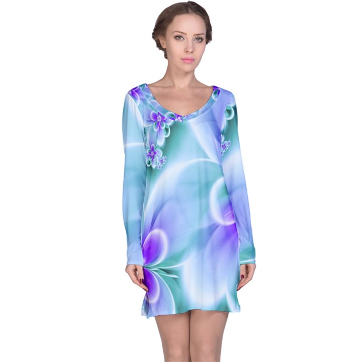 Abstract Flowers Flower Abstract Long Sleeve Nightdress