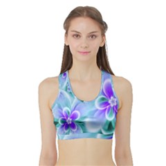 Abstract Flowers Flower Abstract Sports Bra With Border