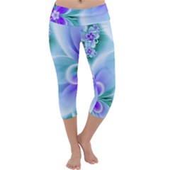 Abstract Flowers Flower Abstract Capri Yoga Leggings