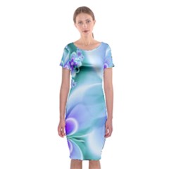 Abstract Flowers Flower Abstract Classic Short Sleeve Midi Dress