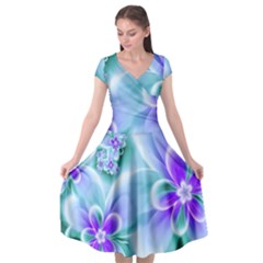 Abstract Flowers Flower Abstract Cap Sleeve Wrap Front Dress