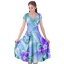 Abstract Flowers Flower Abstract Cap Sleeve Wrap Front Dress View1