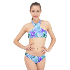 Abstract Flowers Flower Abstract High Neck Bikini Set