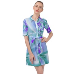 Abstract Flowers Flower Abstract Belted Shirt Dress