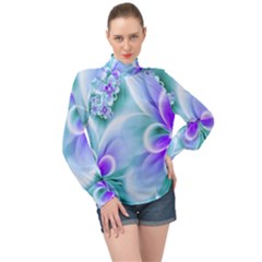 Abstract Flowers Flower Abstract High Neck Long Sleeve Chiffon Top by Jancukart