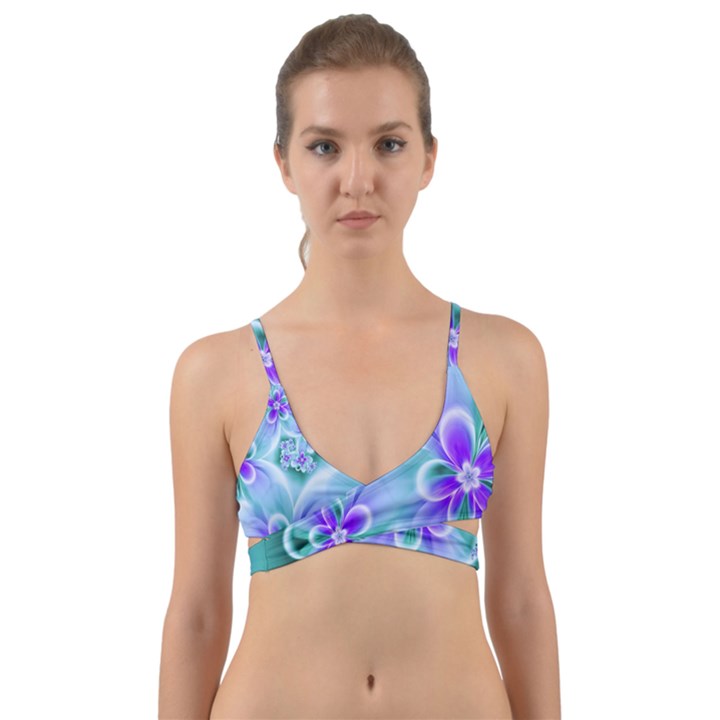 Abstract Flowers Flower Abstract Wrap Around Bikini Top