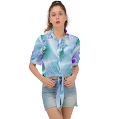 Abstract Flowers Flower Abstract Tie Front Shirt 