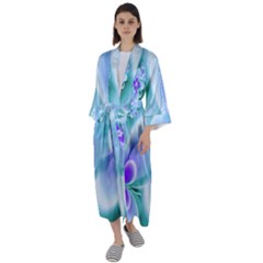 Abstract Flowers Flower Abstract Maxi Satin Kimono