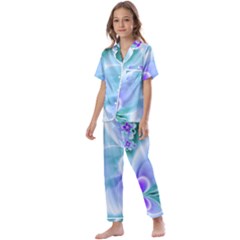 Abstract Flowers Flower Abstract Kids  Satin Short Sleeve Pajamas Set