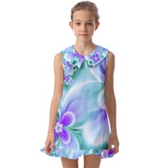 Abstract Flowers Flower Abstract Kids  Pilgrim Collar Ruffle Hem Dress