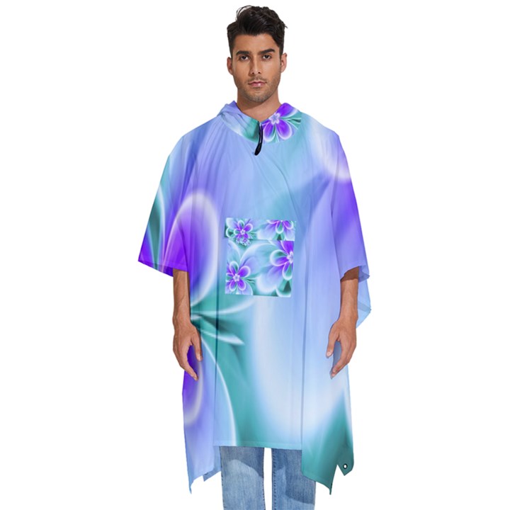 Abstract Flowers Flower Abstract Men s Hooded Rain Ponchos