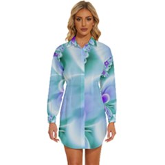 Abstract Flowers Flower Abstract Womens Long Sleeve Shirt Dress