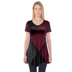 Red Black Abstract Pride Abstract Digital Art Short Sleeve Tunic 