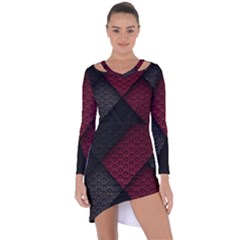 Red Black Abstract Pride Abstract Digital Art Asymmetric Cut-out Shift Dress