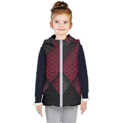 Red Black Abstract Pride Abstract Digital Art Kids  Hooded Puffer Vest