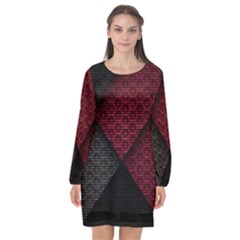 Red Black Abstract Pride Abstract Digital Art Long Sleeve Chiffon Shift Dress 