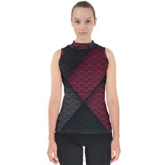 Red Black Abstract Pride Abstract Digital Art Mock Neck Shell Top