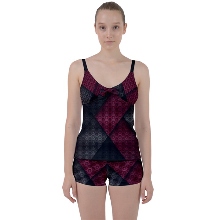 Red Black Abstract Pride Abstract Digital Art Tie Front Two Piece Tankini