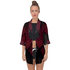 Red Black Abstract Pride Abstract Digital Art Open Front Chiffon Kimono