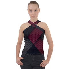 Red Black Abstract Pride Abstract Digital Art Cross Neck Velour Top