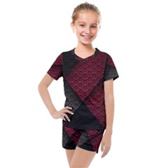 Red Black Abstract Pride Abstract Digital Art Kids  Mesh Tee And Shorts Set