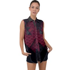 Red Black Abstract Pride Abstract Digital Art Sleeveless Chiffon Button Shirt