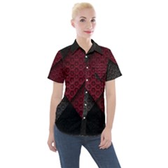 Red Black Abstract Pride Abstract Digital Art Women s Short Sleeve Pocket Shirt