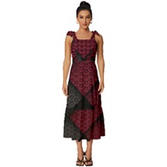 Red Black Abstract Pride Abstract Digital Art Tie-strap Tiered Midi Chiffon Dress