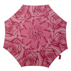 Pink Roses Pattern Floral Patterns Hook Handle Umbrellas (large)