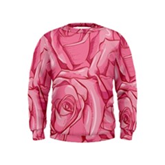 Pink Roses Pattern Floral Patterns Kids  Sweatshirt