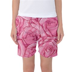 Pink Roses Pattern Floral Patterns Women s Basketball Shorts