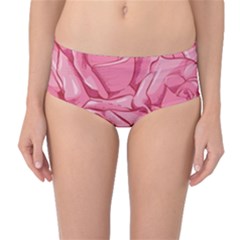 Pink Roses Pattern Floral Patterns Mid-waist Bikini Bottoms