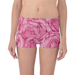 Pink Roses Pattern Floral Patterns Reversible Boyleg Bikini Bottoms