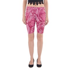 Pink Roses Pattern Floral Patterns Yoga Cropped Leggings