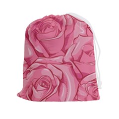 Pink Roses Pattern Floral Patterns Drawstring Pouch (2xl) by Jancukart