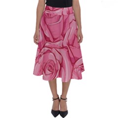 Pink Roses Pattern Floral Patterns Perfect Length Midi Skirt