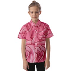 Pink Roses Pattern Floral Patterns Kids  Short Sleeve Shirt by Jancukart