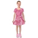 Pink Roses Pattern Floral Patterns Kids  Short Sleeve Velvet Dress View1