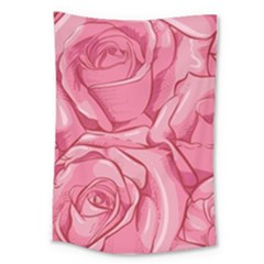 Pink Roses Pattern Floral Patterns Large Tapestry