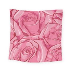 Pink Roses Pattern Floral Patterns Square Tapestry (small)